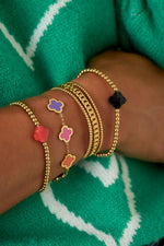 Multicolors Clovers Bracelet - Gold