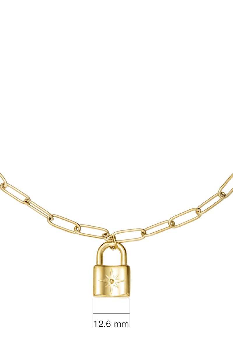 Cute Lock Necklace - Gold