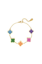 Multicolors Clovers Bracelet - Gold