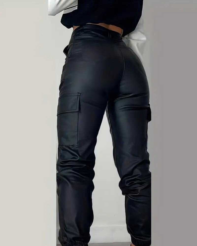 Cargo Leather Pants Lisa - Black