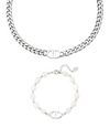 Good Life Pearl Set (Neckless & Pearl Bracelet) - Silver