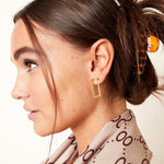 Rectangle Dot Earrings - Gold