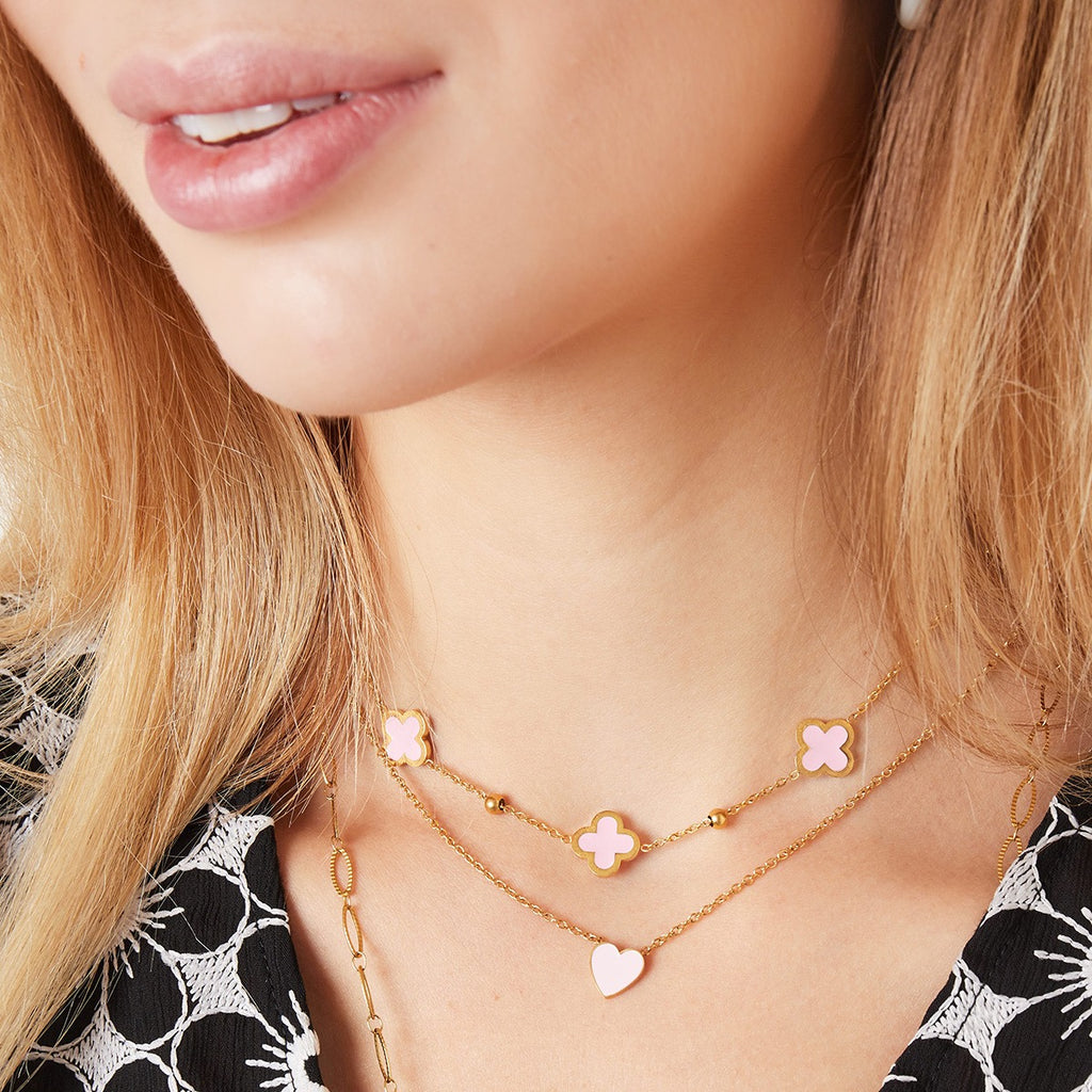 Pink Love Necklace - Gold