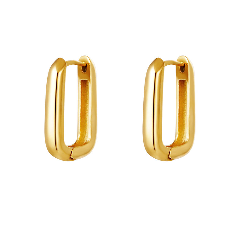 Smooth Rectangle Earrings Big - Gold