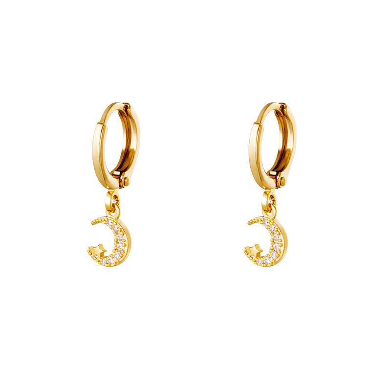 Moon Star Earrings - Gold