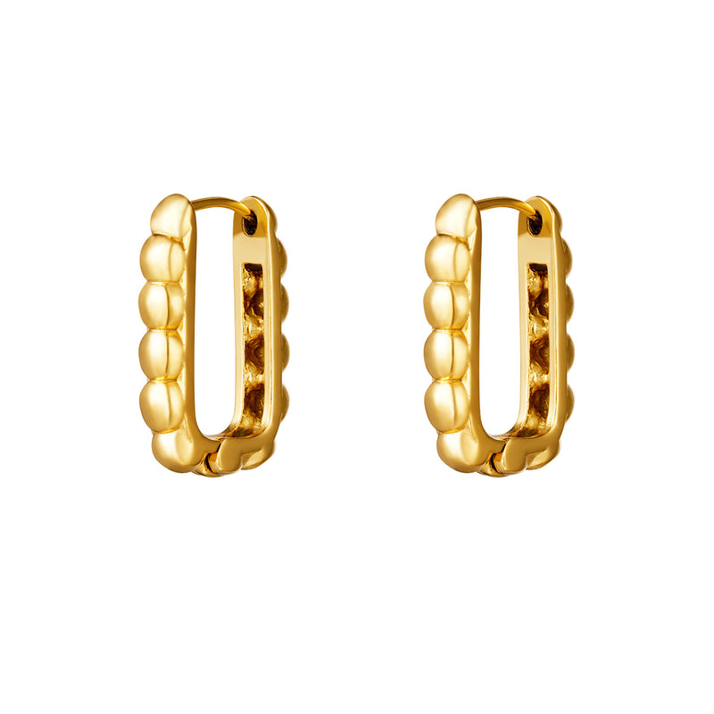 Bubble Rectangle Earrings Big - Gold