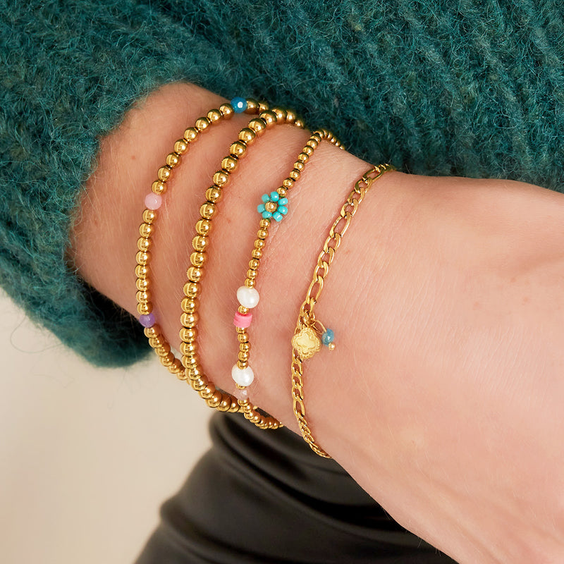 Clover Stone Bracelet - Gold