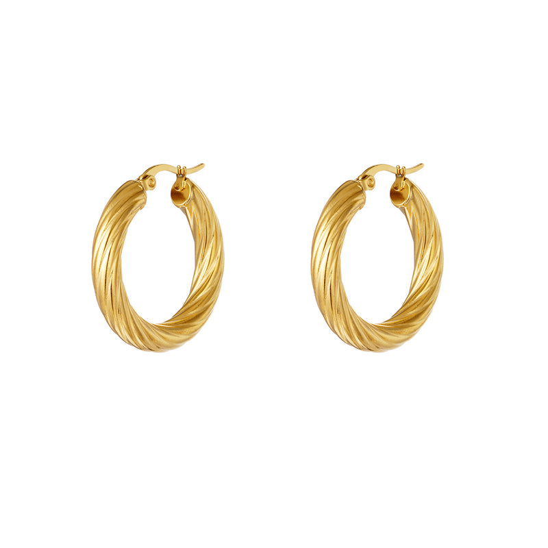 Ribbed Earrings  - Gold