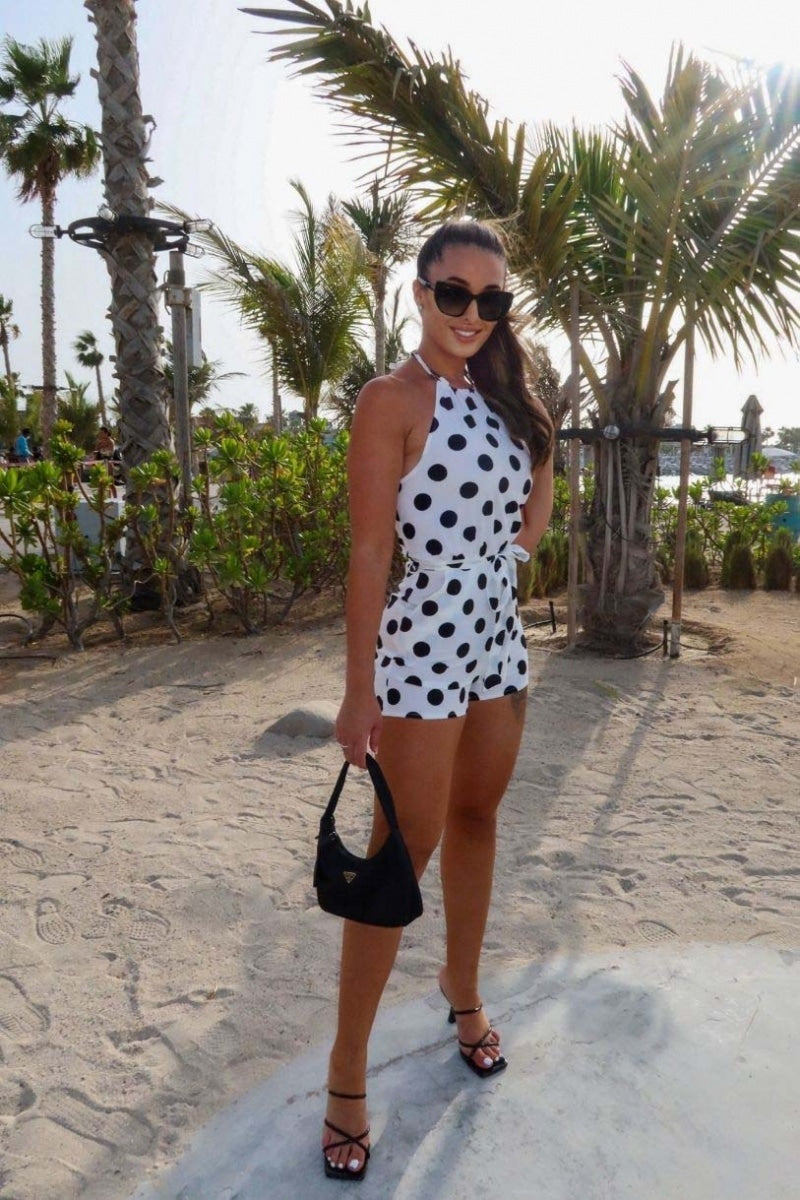 Polka Dot Playsuit Liv - White