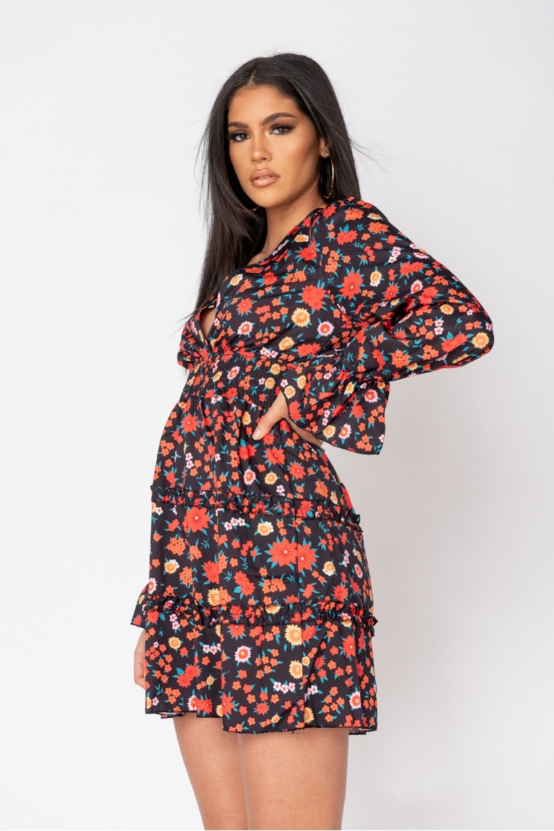 Black Flower Dress Zara