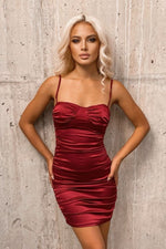 Satin Dress Mariah - Dark Wine