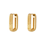 Woven Rectangle Earrings Big - Gold